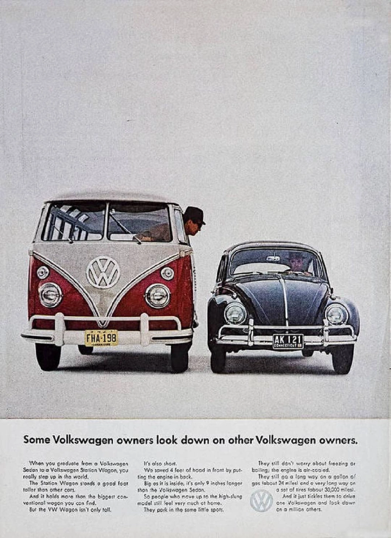 VW Bus print ad: Some Volkswagen owners look down on other Volkswagen owners